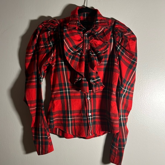 Rugby by Ralph Lauren Flannel Ruffle Shirt Sz 0 - Picture 1 of 12